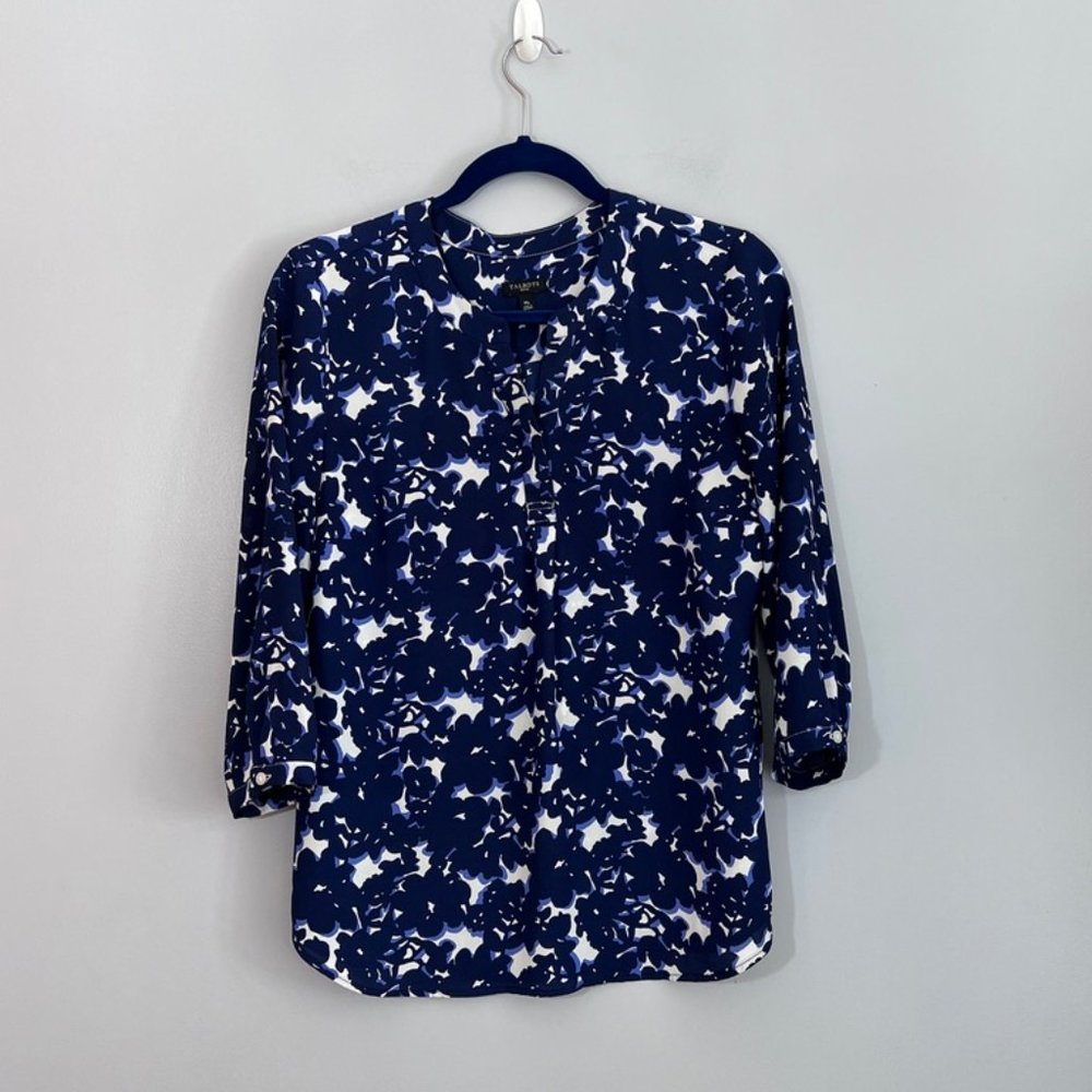 Talbots Abstract Floral Tunic w/ Three Quarter Sleeves